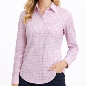 Brooks Brothers Non-Iron Pink Windowpane Classic Fit Button Down Shirt